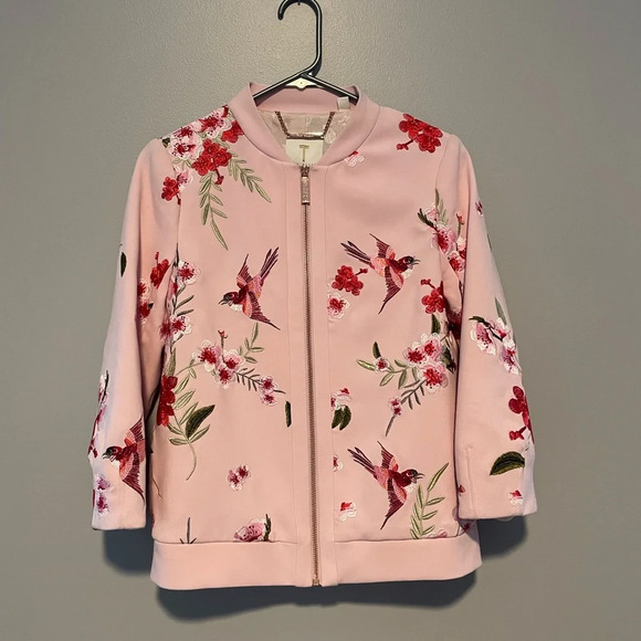 NWOT Ted Baker Leelah Soft Bomber Jacket in Pink Size 1 - Picture 4 of 7